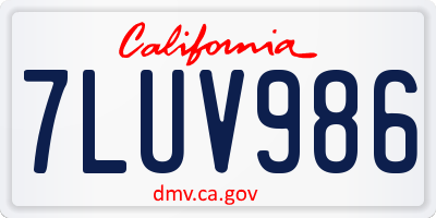 CA license plate 7LUV986