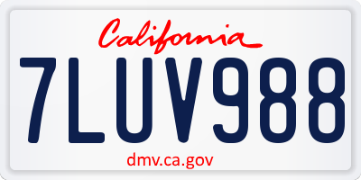 CA license plate 7LUV988