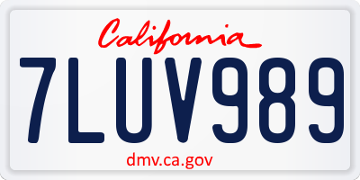 CA license plate 7LUV989