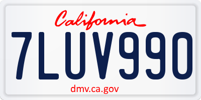 CA license plate 7LUV990