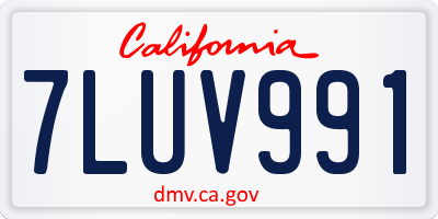 CA license plate 7LUV991