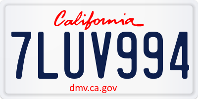 CA license plate 7LUV994