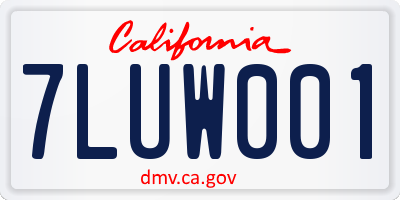 CA license plate 7LUW001
