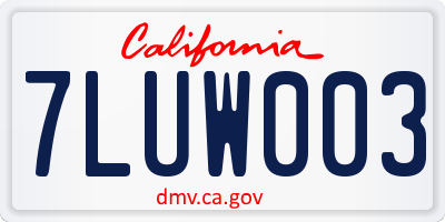 CA license plate 7LUW003