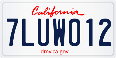 CA license plate 7LUW012