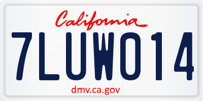 CA license plate 7LUW014