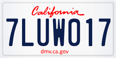 CA license plate 7LUW017