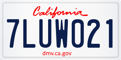 CA license plate 7LUW021
