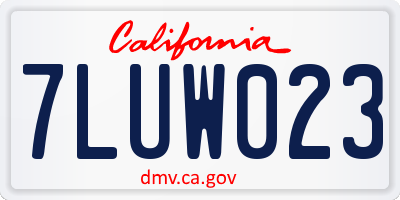 CA license plate 7LUW023