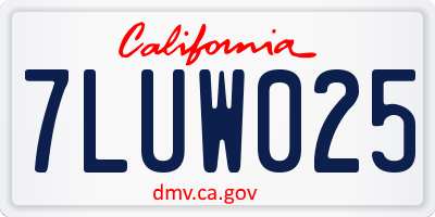 CA license plate 7LUW025