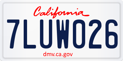 CA license plate 7LUW026