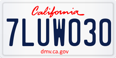 CA license plate 7LUW030