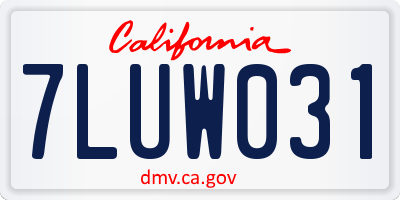 CA license plate 7LUW031