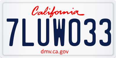 CA license plate 7LUW033