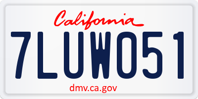 CA license plate 7LUW051