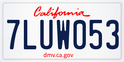 CA license plate 7LUW053