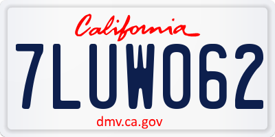CA license plate 7LUW062