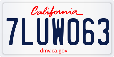 CA license plate 7LUW063