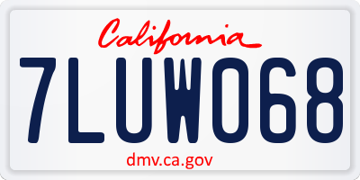 CA license plate 7LUW068