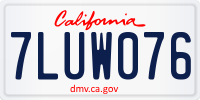 CA license plate 7LUW076