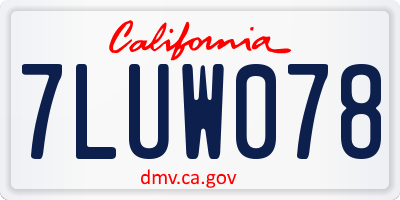 CA license plate 7LUW078