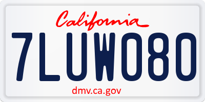 CA license plate 7LUW080