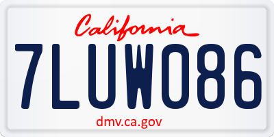 CA license plate 7LUW086