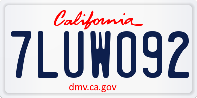 CA license plate 7LUW092