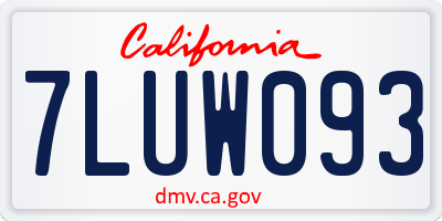 CA license plate 7LUW093