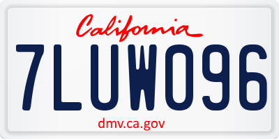 CA license plate 7LUW096