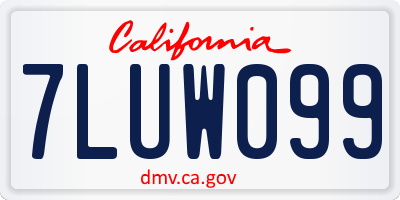 CA license plate 7LUW099
