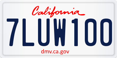 CA license plate 7LUW100