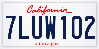 CA license plate 7LUW102