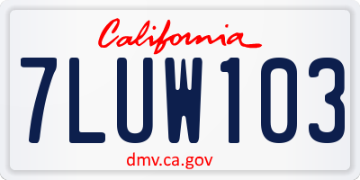 CA license plate 7LUW103
