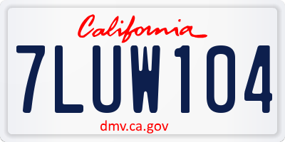 CA license plate 7LUW104
