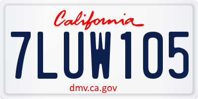 CA license plate 7LUW105