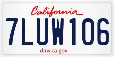 CA license plate 7LUW106