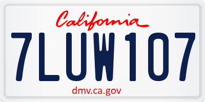 CA license plate 7LUW107
