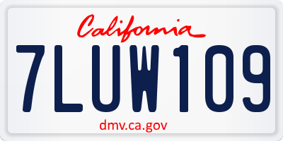 CA license plate 7LUW109