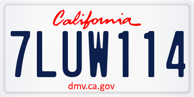 CA license plate 7LUW114