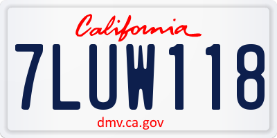 CA license plate 7LUW118