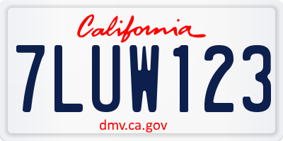 CA license plate 7LUW123
