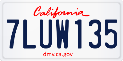 CA license plate 7LUW135
