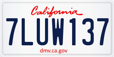 CA license plate 7LUW137