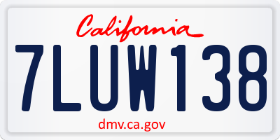 CA license plate 7LUW138