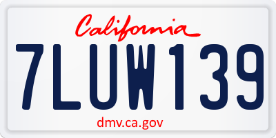 CA license plate 7LUW139