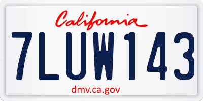 CA license plate 7LUW143