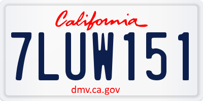 CA license plate 7LUW151