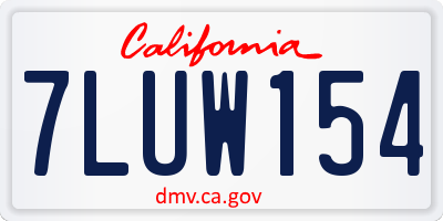 CA license plate 7LUW154