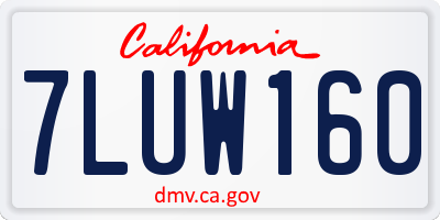 CA license plate 7LUW160